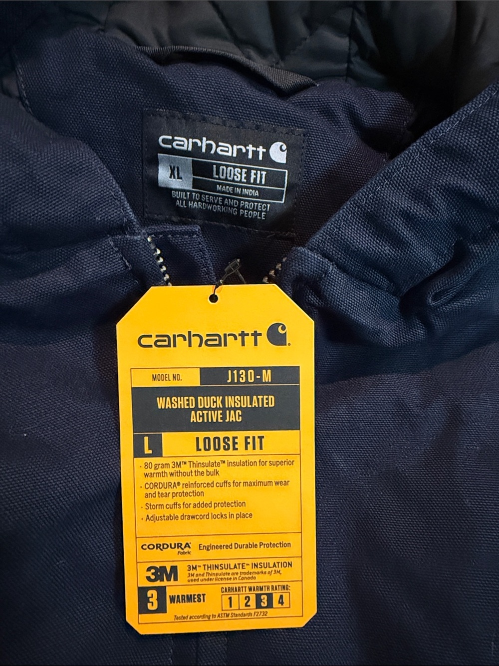 NWT Carhartt Navy Hooded Work Jacket - Picture 2 of 10